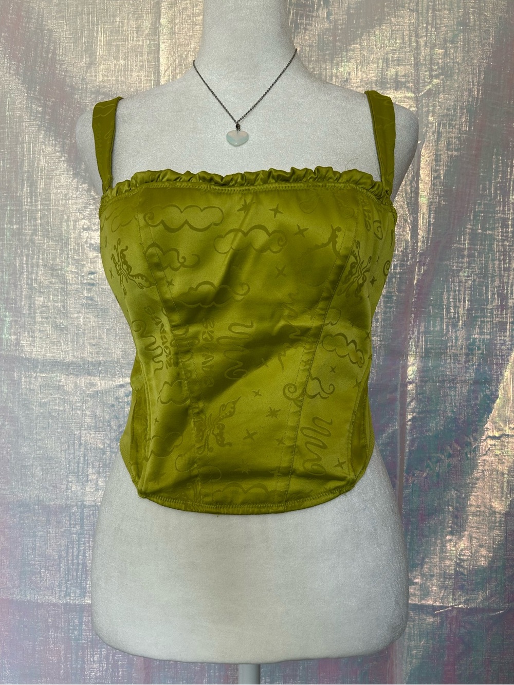 Savage X Fenty Whimsygoth Fairycore Green Satin Corset Tank. Size M.